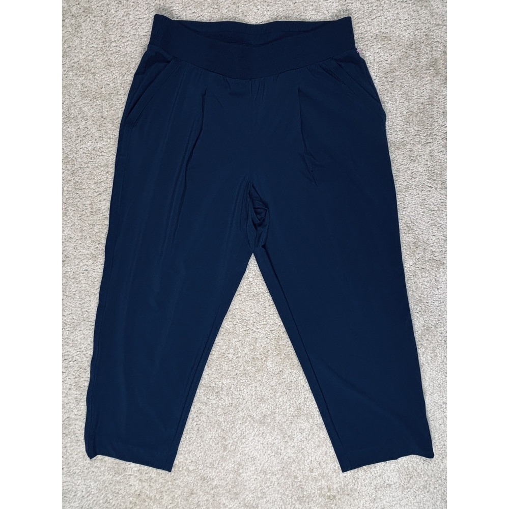 T By Talbots Womens Navy Lightweight Pull On Pants Medium Petite Ankle PM